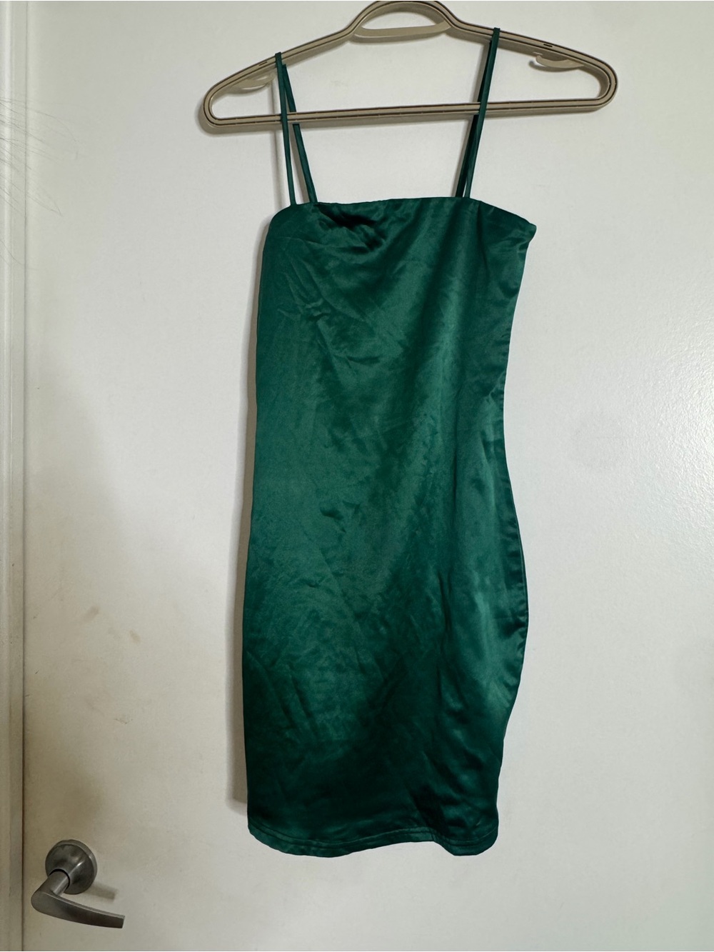 Oh Polly TAUT & BOTHERED SATIN STRAPPY MINI DRESS IN GREEN